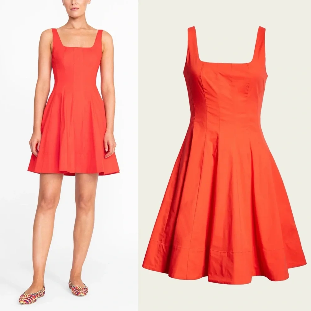 Staud Mini Wells Dress Red Rose 8 - Picture 3 of 7